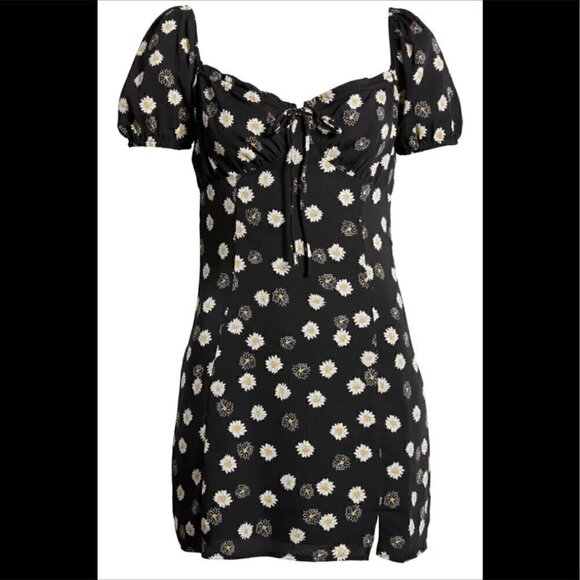 BP Black with Daisy Flower Print Casual Mini Dress - Picture 1 of 6